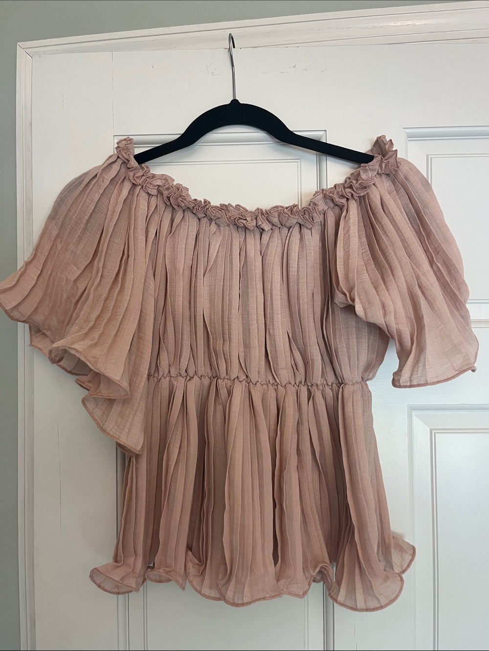 LAWLESS Blush Pink Off-Shoulder Ruffle Top